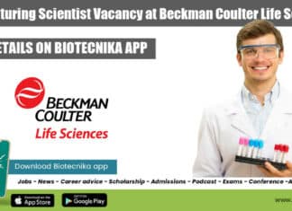 Manufacturing Scientist Vacancy