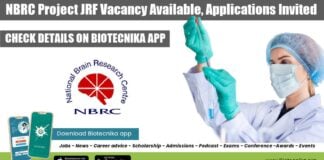 NBRC Project JRF Vacancy Available
