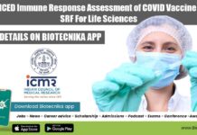 ICMR-NICED Immune Response Assessment of COVID Vaccine Project SRF For Life Sciences NICED SRF Vacancy Available