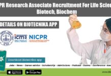 NICPR Research Associate Recruitment For Life Sciences, Biotech, Biochem NICPR Research Associate Recruitment