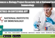 Life Sciences & Biology Project Associate Job at National Institute of Immunology NII Job For Biology