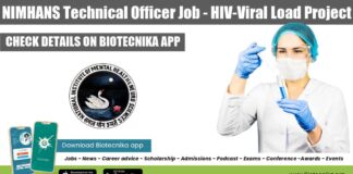 NIMHANS Technical Officer Job