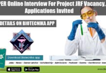 NIPER Online Interview For Project JRF Vacancy, Applications Invited NIPER Punjab Project JRF