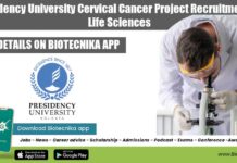 Presidency University Cervical Cancer Project Recruitment For Life Sciences Presidency University Post