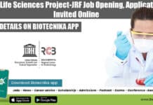RCB Life Sciences Project-JRF Job Opening, Applications Invited Online RCB Life Sciences Project-JRF Job