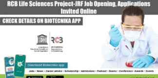 RCB Life Sciences Project-JRF Job