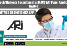 Research Students Recruitment at MACS ARI Pune, Applications Invited Research Students Recruitment