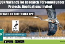 SACON Vacancy For Research