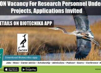 SACON Vacancy For Research