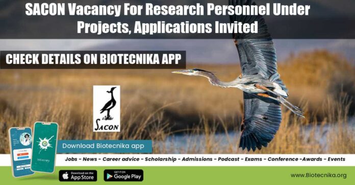 SACON Vacancy For Research