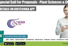 SERB Special Call For Proposals – Plant Sciences & Climate SERB Special Call For