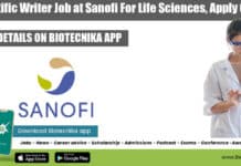 Scientific Writer Job at Sanofi For Life Sciences, Apply Online Scientific Writer Job