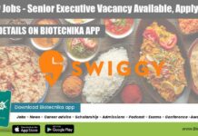 Swiggy Jobs – Senior Executive Vacancy Available, Apply Online Swiggy Jobs