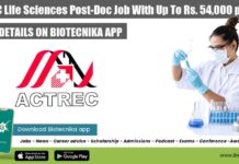 ACTREC Life Sciences Post-Doc Job With Up To Rs. 54,000 pm Pay ACTREC Life Sciences Post-Doc