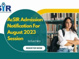AcSIR Admission Notification 2023 New