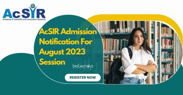 AcSIR Admission Notification 2023 New