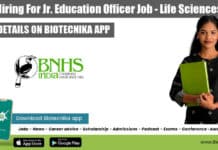 BNHS Hiring For Jr. Education Officer Job – Life Sciences Apply BNHS Job Life Sciences