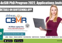 CBMR-AcSIR PhD Program 2022, Applications Invited CBMR-AcSIR PhD Program 2022