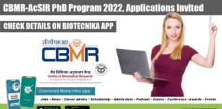 CBMR-AcSIR PhD Program 2022