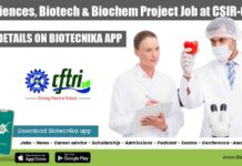 Life Sciences, Biotech & Biochem Project Job at CSIR-CFTRI, Apply Online CFTRI Project Associate Vacancy
