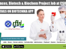 Life Sciences, Biotech & Biochem Project Job at CSIR-CFTRI, Apply Online CFTRI Project Associate Vacancy
