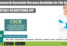 Life Sciences Research Associate Vacancy at Centre for Stem Cell Research (CSCR) CSCR Research Associate Vacancy