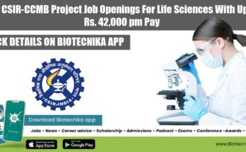 CSIR-CCMB Project Vacancies