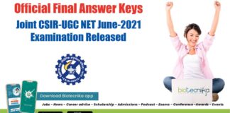 Official CSIR NET June 2021 Exam Final Answer Key