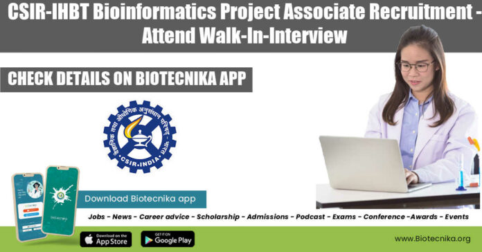CSIR-IHBT Bioinformatics Project Associate