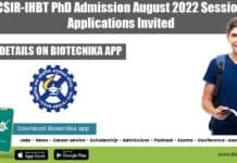 CSIR-IHBT PhD Admission 2022