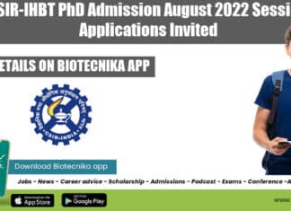 CSIR-IHBT PhD Admission 2022