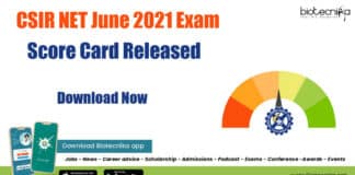 CSIR NET 2021 Score Card