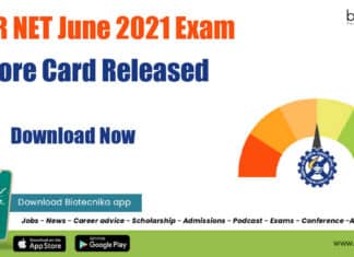 CSIR NET 2021 Score Card
