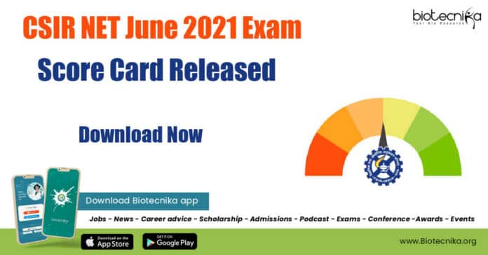 CSIR NET 2021 Score Card