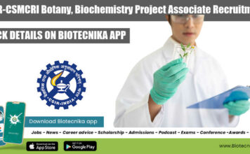 CSIR-CSMCRI Botany, Biochemistry Project Associate Recruitment CSMCRI Biochem Project Jobs