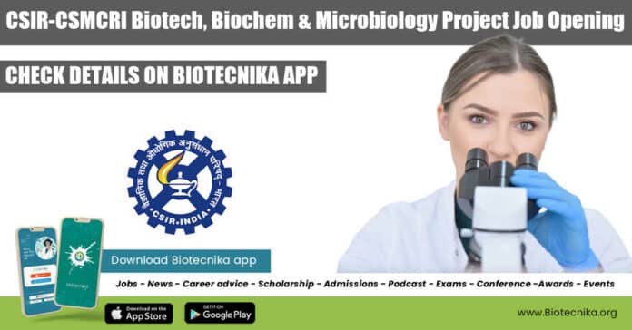 CSMCRI Project Vacancies