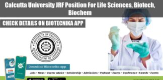 Calcutta University JRF Position