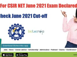 CSIR NET 2021 Cut-Off - June 2021 Cut Off Declared