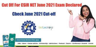 CSIR NET 2021 Cut-Off - June 2021 Cut Off Declared