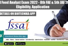 FSSAI Exam 2022 Food Analyst - 8th FAE & 5th JAE 2022