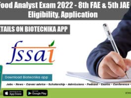 FSSAI Exam 2022 Food Analyst - 8th FAE & 5th JAE 2022