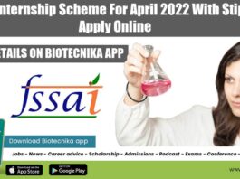 FSSAI Internship 2022 Scheme
