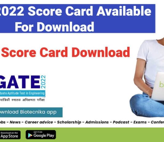 GATE 2022 Score Card