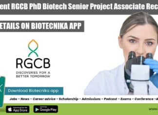 Government RGCB PhD Biotech