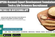 Govt APEDA-Basmati Export Development Foundation Food Tech & Life Sciences Recruitment Govt APEDA-Basmati Export Development Foundation