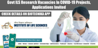 Govt ILS Research Vacancies In COVID-19