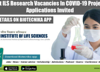 Govt ILS Research Vacancies In COVID-19