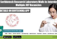 Govt Seribiotech Research Laboratory Walk-In-Interview for Multiple JRF Vacancies Govt Seribiotech Research Laboratory
