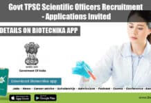 Govt TPSC Scientific Officers Recruitment – Applications Invited Govt TPSC Scientific Officers Recruitment