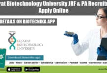 Gujarat Biotechnology University JRF & PA Recruitment, Apply Online Gujarat Biotechnology University Job